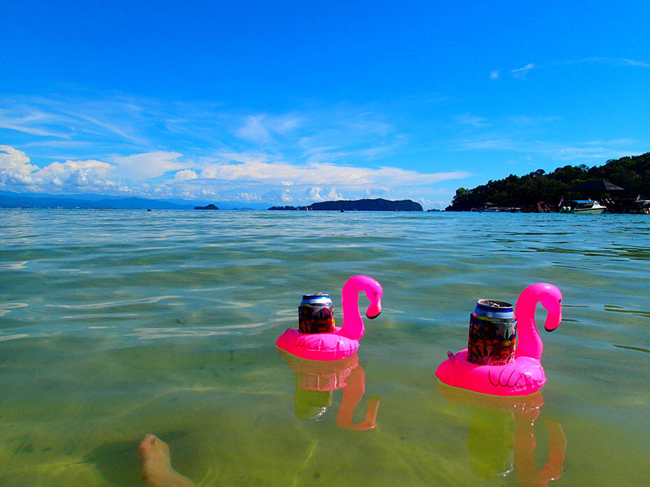 kinkybluefairy-flamingo-beer-can-floaties-pool